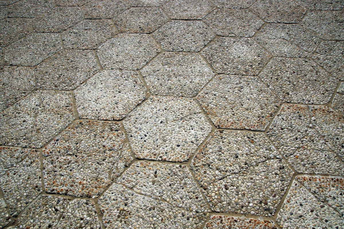 Close-up of clean hexagonal paving stones